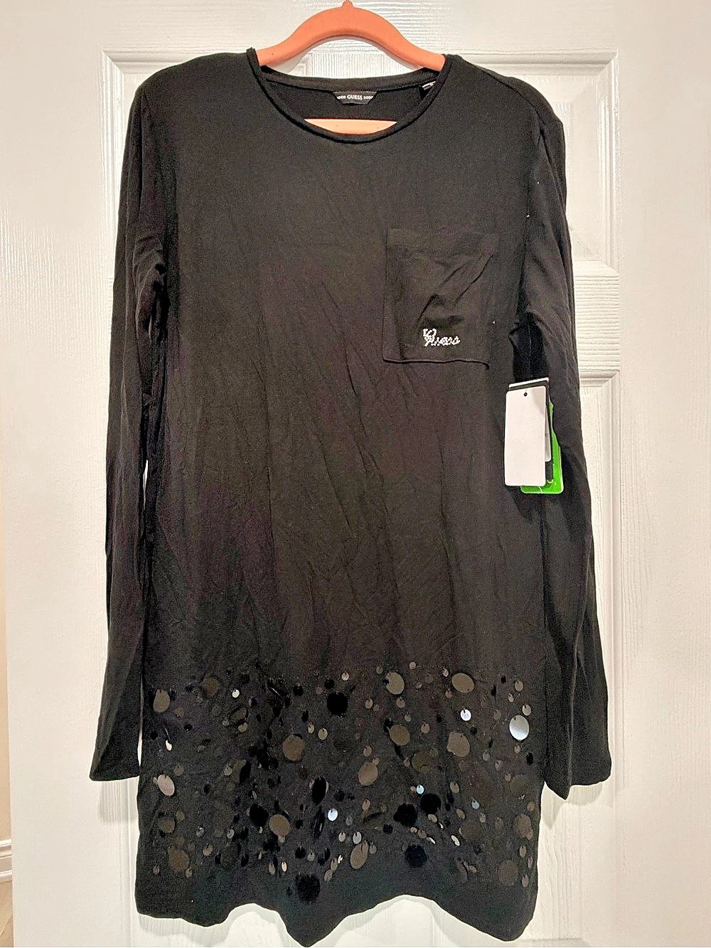 Guess Black Cutout Hem Mini Dress girls